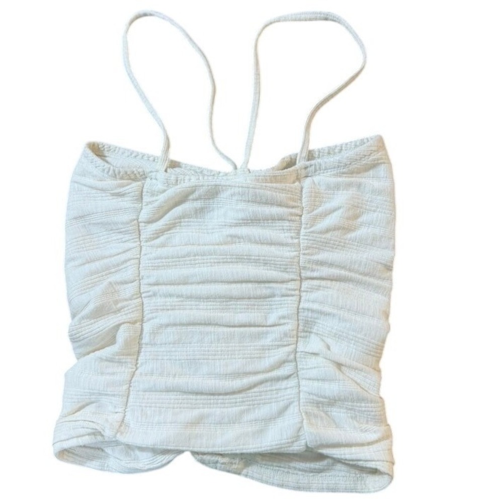 Pilcro and the Letterpress Cream Ruched Textured Cami Top XSP Beach Summer Sexy